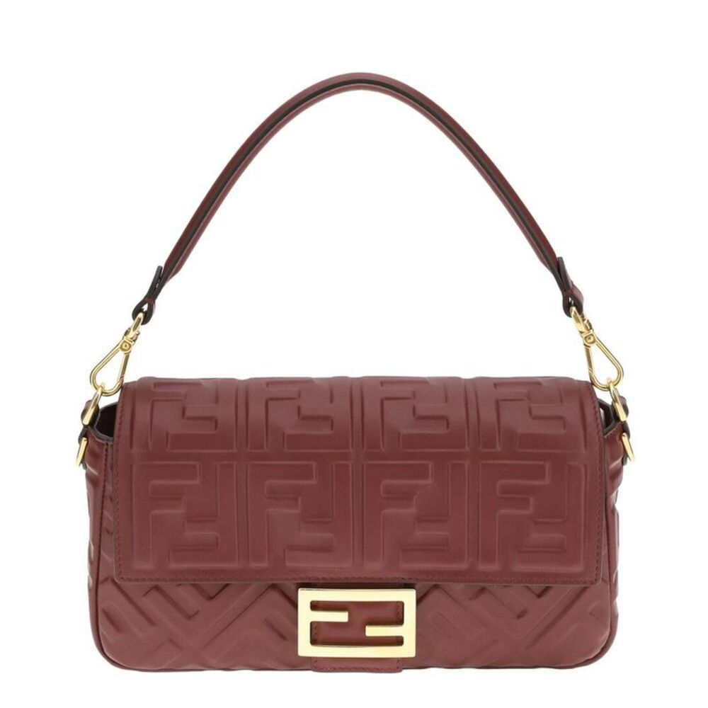 Fendi Baguette Leather Shoulder Bag, Red